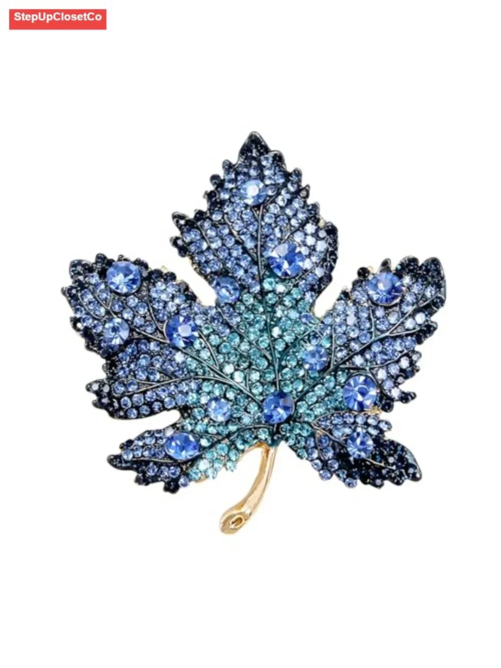 Rhinestone Maple Leaf Brooch Pin Women Sparkling Lapel Pin Fall Thanksgiving